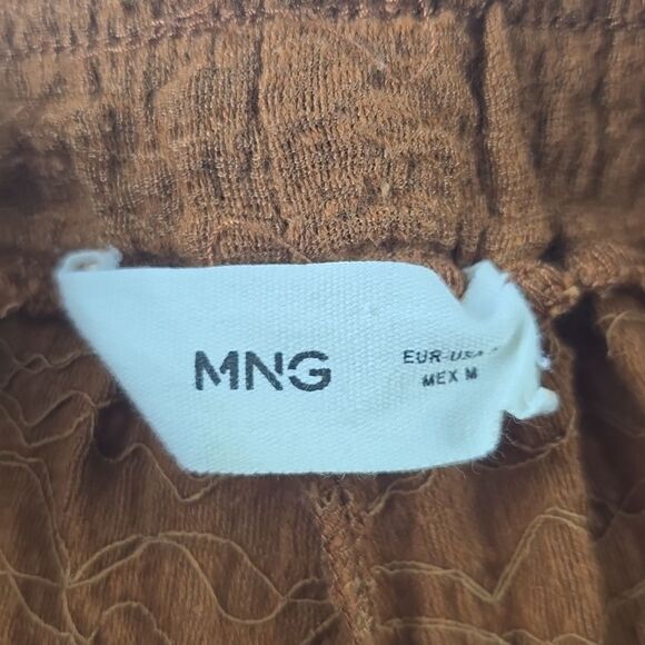 Mango Women's Clay Crinkle Effect‎ High Rise Pull On Wide Leg Pants Size Medium - Picture 5 of 8